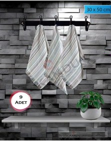 Resim 9'lu Naturel Gökkuşağı Mutfak Kurulama Peçetesi, Sunum Havlusu 30x50cm 