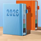 Resim 2026 Günlük Planlayıcı - 400 Sayfa, Günde 1 Sayfa, Tarih Damga Fonksiyonu, 6 Renk (Turuncu, Pembe, Mor, Yeşil, Mavi, Siyah) - Ofis ve Kişisel Verimlilik için Sentetik Taş Kapak, Zaman Yönetimi Aracı, Modern Tasarım, Yatay Çizgili Desen, Pürüzsüz Dokulu, Güvenli Kapatma, Organizasyon Aracı, Sağlam Ciltleme, Takip Sistemi, Yoğun Bireyler İçin 