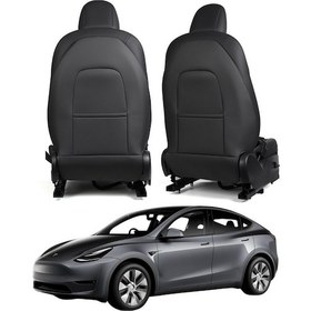 Resim Tesla Model Y / Model 3 Ön Koltuk Arkasına Takılan Koruyucu Kaplama Sağ Ve Sol, 2 Adet Set Olarak,siyah Renk 