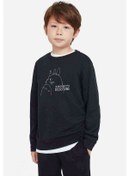 Resim Totoro Studio Ghibli Baskılı Unisex Çocuk Siyah Sweatshirt 