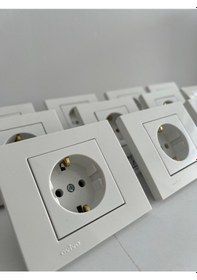 Resim Ovivo Topraklı Priz Çerçeve Dahil Beyaz 12 Adet W1171001 Beyaz Takım 