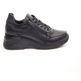 Resim Derinet Hakiki Deri Bağcıklı Yüksek Taban Kadın Sneaker 