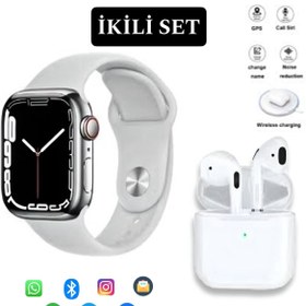 Resim Onkatech Akıllı Saat Sim Kartsız Watch 7 T700S Nabız Ölçer Saat Beyaz+ pro 5 bluetooth kulaklık 