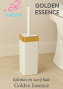 Resim Kalbelek Golden Essence Wc Tuvalet Banyo Fırçası – Beyaz Gövde Gold Detaylı Klozet Fırçası 