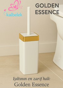 Resim Kalbelek Golden Essence Wc Tuvalet Banyo Fırçası – Beyaz Gövde Gold Detaylı Klozet Fırçası 