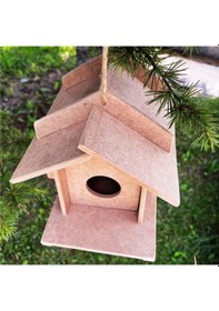 Resim Emach Dizayn Dayanaklı Boyanabilir Dekoratif Ahşap Kuş Evi Yuvası 21 x 16 x 21 CM 