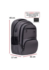 Resim Dada 04 Gri Laptop Sırt Çantası 14-15,6 İnç Usb Aparat Ortopedik Sırt Darbe Emici Koruma 