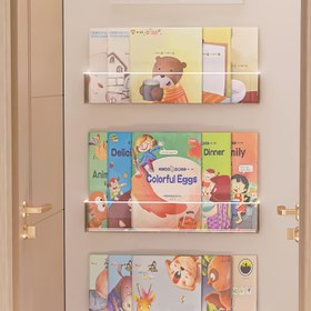 Resim 1/2 Duvara Monte Kitap Tutucu, Yapışkanlı Arka Yüzeyli Şeffaf Resim Kitabı Sergileme Rafı - Sınıf, Ofis, Yatak Odası ve Masa Düzenleme için Kitap Saklama ve Sergi 