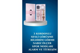 Resim AyrStore Buğz Kablolu Bluetooth Kulaklık ve Kadınlara Özel Bileklik Hediyeli Yeni Nesil Akıllı Saat 3 K 