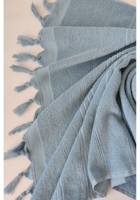 Resim %100 Pamuk Havlu Peştemal 90x175cm - Hafif Plaj Havlusu Indigo 