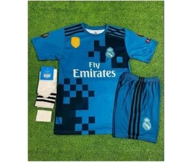 Resim R.e.a.l M.a.d.r.i.d 2018 Turkuaz Sergio Ramos Çocuk Forması 4'lü Set1 
