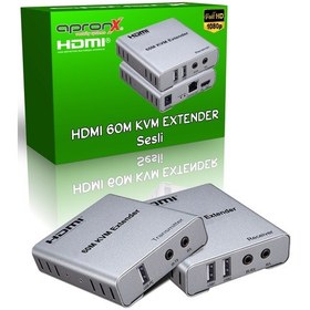 Resim apronx cat5e / cat6 60 metre kvm hdmi usb extender 