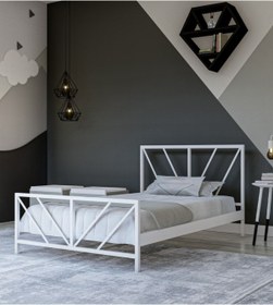 Resim Metalia Gm 228 Gözde Beyaz Tek Kişilik Karyola 90x190 