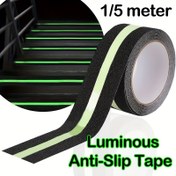Resim 1/5M Parlak Anti-Kayma Bantı, Su Geçirmez PVC Güvenlik Tırpan Bantı, Yüksek Tutunma Kauçuk Yüzeyi, 5cm x 1/5m, İç Mekan/Dış Mekan Merdivenleri, Adımları ve Tehlikeli Alanlar için 