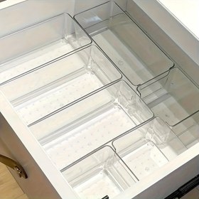 Resim 7 adet Şeffaf Plastik Makyaj Organizatör Seti - Makyaj, Ofis Malzemeleri ve Masa Depolama için Yığınlanabilir Çekmeceler, Kolay Montaj, Güç Gerektirmeyen Çalışma, Tezgah Organizasyonu | Şık Depolama Çözümü | Dayanıklı Plastik Malzeme, Makyaj Organizatör Çekmeceleri 