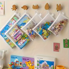 Resim 10 Adet, A6/A5/A4 Saklama Çantası Puzzle Sınıflandırma Fermuarlı File Torbası, Küçük Parça Yapı Taşları Sıralama Şeffaf Kutu Asılabilir Dosya Çantası 
