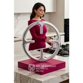 Resim İsmiyle Al Emily Rosewood Serisi Saf Alüminyum Moka Pot ve Cezve Ocak Küçültücü - Kamp Yardımcısı 