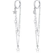 Resim Zsykd S925 Sterlıng Silver Star Moon Tassel Kadın Küpe (Yurt Dışından) 
