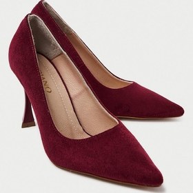 Resim Mubiano Hakiki Deri MB970-BRD Kadın İnce 9 cm Topuklu Bordo Süet Stiletto & Topuklu Ayakkabı 