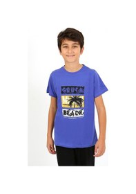 Resim Akbeniz Erkek Çocuk Kısa Kol Penye Pijama Takım 20758 Saks 