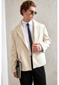 Resim Hyman Erkek Oversize Blazer Ceket Ekru 