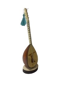 Resim Minyatür Bağlama Saz Masa Üstü Enstrüman Pirsultan Görselli 