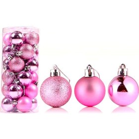 Resim Pembe Yılbaşı Topu 24'lü 4 cm 