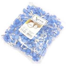 Resim 2,5 Mm Çift Girişli İzoleli Kablo Yüksüğü Alman Norm Mavi 1 Paket 250 Adet 