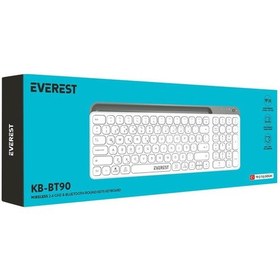 Resim Everest Kb-bt90 Beyaz-gri Bluetooth+ 2.4ghz Q Mac-win-android-ıos Uyumlu Kablosuz Klavye 