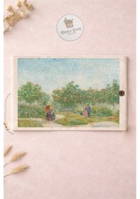Resim Kitap Kılıfı Ve Metal Kitap Ayracı Seti Van Gogh Flörtleşen Çiftler Bahçesi 