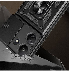 Resim Ariatech Redmi 13c Kılıf Magnetik Standlı Kamera Korumalı Sürgülü Vega Kapak - Siyah Siyah 