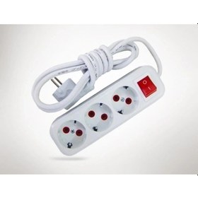 Resim 2 Mt Kablolu Anahtarlı 3 Lü Topraklı Grup Priz ( 1 