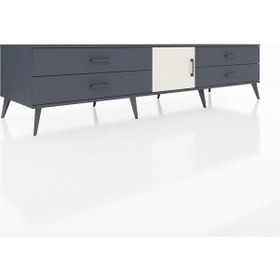 Resim Kronos Tv Ünitesi Tek Raflı 4 Çekmeceli Tek Kapaklı 220x59x51 Antrasit-aytaşı/antrasit Aytası/antrasıt - Antrasıt 