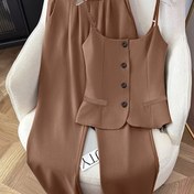 Resim Kadınlar için Düz Renk Ayarlanabilir Strapless Uzun Pantolon Moda İş Elbisesi - Kolsuz, Normal Kalıp, H-Şekilli, Bahar/Yaz Koleksiyonu, Ofis ve Günlük Giyim, Ofis Kıyafeti|Zarif Resmi Kıyafet|Ayarlanabilir Strapless Üst, Bayanlar Pantolon Elbise Pantolon, Kadınlar için Pantolon, İş Kıyafeti, Şık Pantolon, Profesyonel Kadınlar, İş Giyim Gereksinimleri, Modern İş Giyim, Dayanıklı Malzeme, İş Kıyafeti, İş Profesyonelleri 