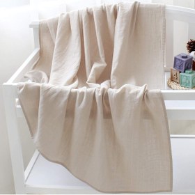Resim Tinybabyconcept Soft Organik % 100 Pamuk Tek Kat Müslin Kundak Örtüsü Bebek Battaniyesi Krem Renk 110x110 Cm 
