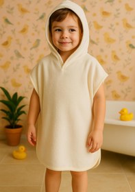 Resim CottonVerse Havlu Panço - %100 Pamuk Kapüşonlu Ekru - Ekru / 7-8 Yaş 