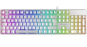 Resim GameBooster G24W Enigma Rainbow Aydınlatmalı Red Switch Mekanik Beyaz Oyun Klavyesi 