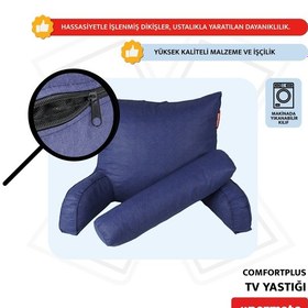 Resim Xpermate TV Yastığı Kollu Okuma Yastığı Sırt Destek Yastığı Yatakta Oturma Kitap Okuma Yastığı Lacivert 