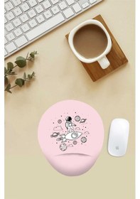 Resim Zorlukları Aşan Astronot Desenli Bilek Destekli Mouse Pad Mousepad 