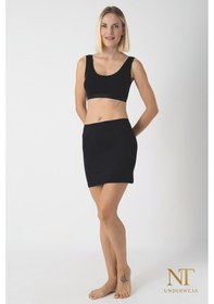 Resim Nt Underwear Bambu Mini Etek Astarı, Mini Jupon - Doğal Kumaş, Modern Kalıp. Siyah 