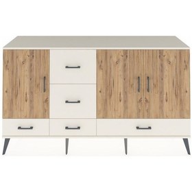 Resim Kronos Konsol 4 Raflı 5 Çekmeceli 3 Kapaklı 176x59x99 Aytaşı-çam/ Aytaşı-çam/aytaşı 