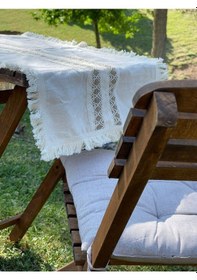 Resim Dnc Home Tekstil Ndchome Püsküllü Ara Dantelli Runner 40 X 80 Tekli Krem 