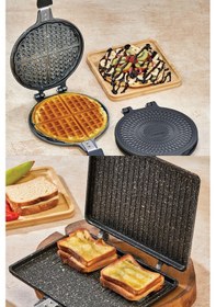 Resim Polochef Granit Waffle Ve Tost Tavası Seti Siyah 