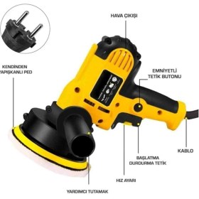 Resim İyisi Yok Dikey Polisaj Zımpara Makinesi 125MM Devir Ayarlı Polisaj Makinesi Sarı 