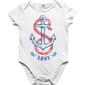 Resim Tosbili Ahoy Baby Beyaz Bebek Body 