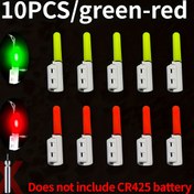 Resim 10 adet/5 adet Parlak Neon Yeşili Balıkçılık Hattı Göstergesi Işıkları - Yüksek Parlaklık, 2 Renk (Yeşil/Kırmızı) Beyaz Çubuk Uçları ile, Pille Çalışmayan Gece Balıkçılığı ve Açık Hava Güvenliği için, Tekne için Balıkçılık Işıkları, Dayanıklı Plastik 