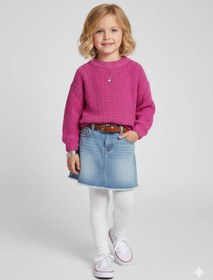 Resim CLOUDY WEAR&DESİGN Kız Çocuk Bisiklet Yaka Selanik Örgü Triko Kazak (2-13 Yaş) 