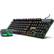 Resim Inca IKG-448 USB Q Trk Rgb LED Aydınlatmalı Mekanik Hisli Siyah Gaming Klavye - Mouse Set 