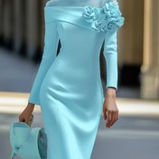 Resim Kadınların Zarif Yeşil Elbise - Uzun Kollu Resmi ve Rahat Kıyafetler, Vücut Şeklini, Ofis Partisi Düğün Kıyafeti - Kadınların Şık Günlük ve Özel Gün Elbiseleri, Düğün Elbiseleri, Çiçek Süslemesi, Sophistike Tasarım, Şık Kıyafet, Moda Severler, Yüksek Kaliteli Malzeme, Moda Tutkunu Kıyafeti 