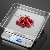 Resim LCD Ekranlı Paslanmaz Çelik Mutfak Terazisi, Hassasiyeti 0.1g-3000g Aralığı, Meyve ve Gıda Tartımı için 2 Tepsili, Pil ile Çalışan (AAA) | Mücevher Tartım | Şık Tasarım | Dayanıklı Yapı 